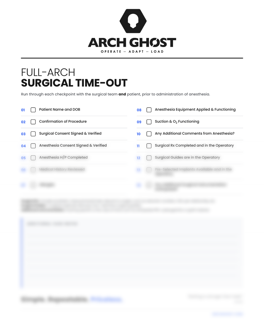 Full-Arch Surgical Time-Out Checklist